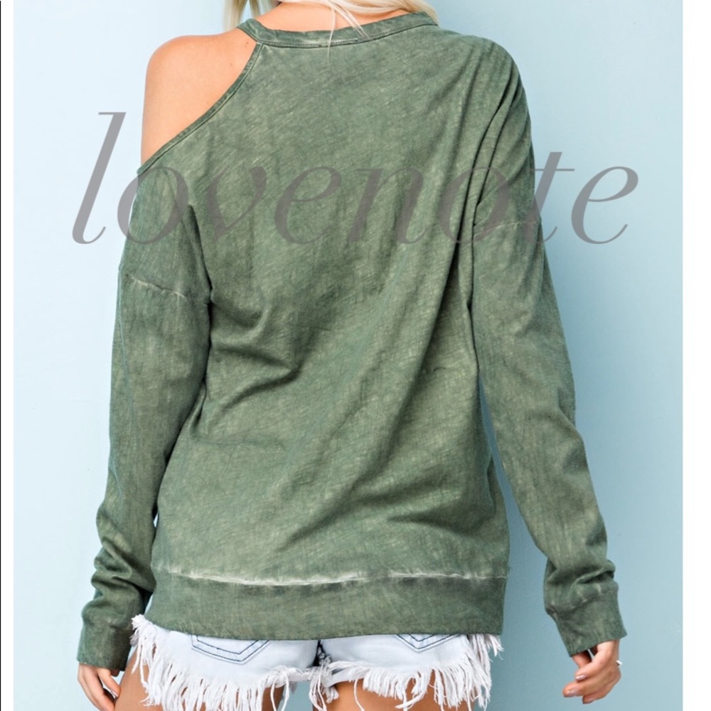 1 M left! • Oil Washed Cotton Off The Shoulder Top - Picture 2 of 6